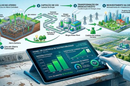 Do passivo ao ativo: A captação de metano nos aterros sanitários permite a emissão de créditos de carbono, criando uma nova fonte de receita própria que financia a modernização da cidade.
