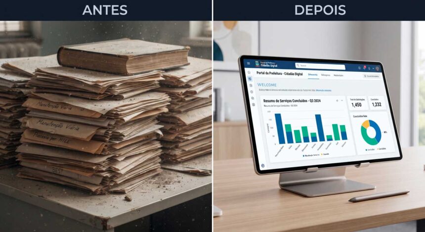 A prefeitura sem papel: A modernização exigida pela nova legislação não é apenas técnica, é a base para uma prefeitura eficiente, que atende o cidadão 24h e otimiza o orçamento público.